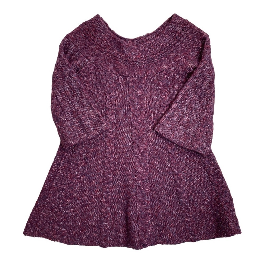 Free People Plum Cable Knit Swing Dress